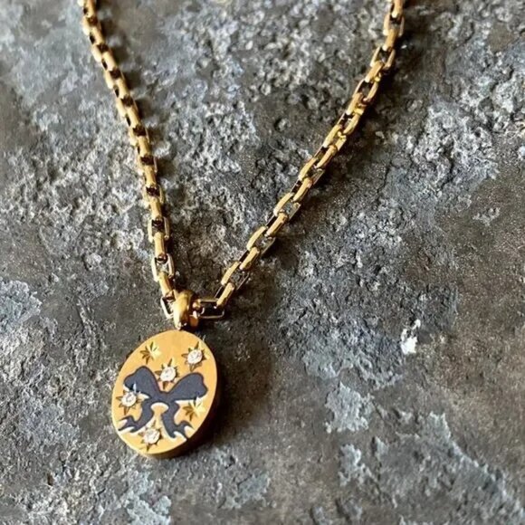 NEW Small Black Bow Pendant Necklace - Picture 6 of 8